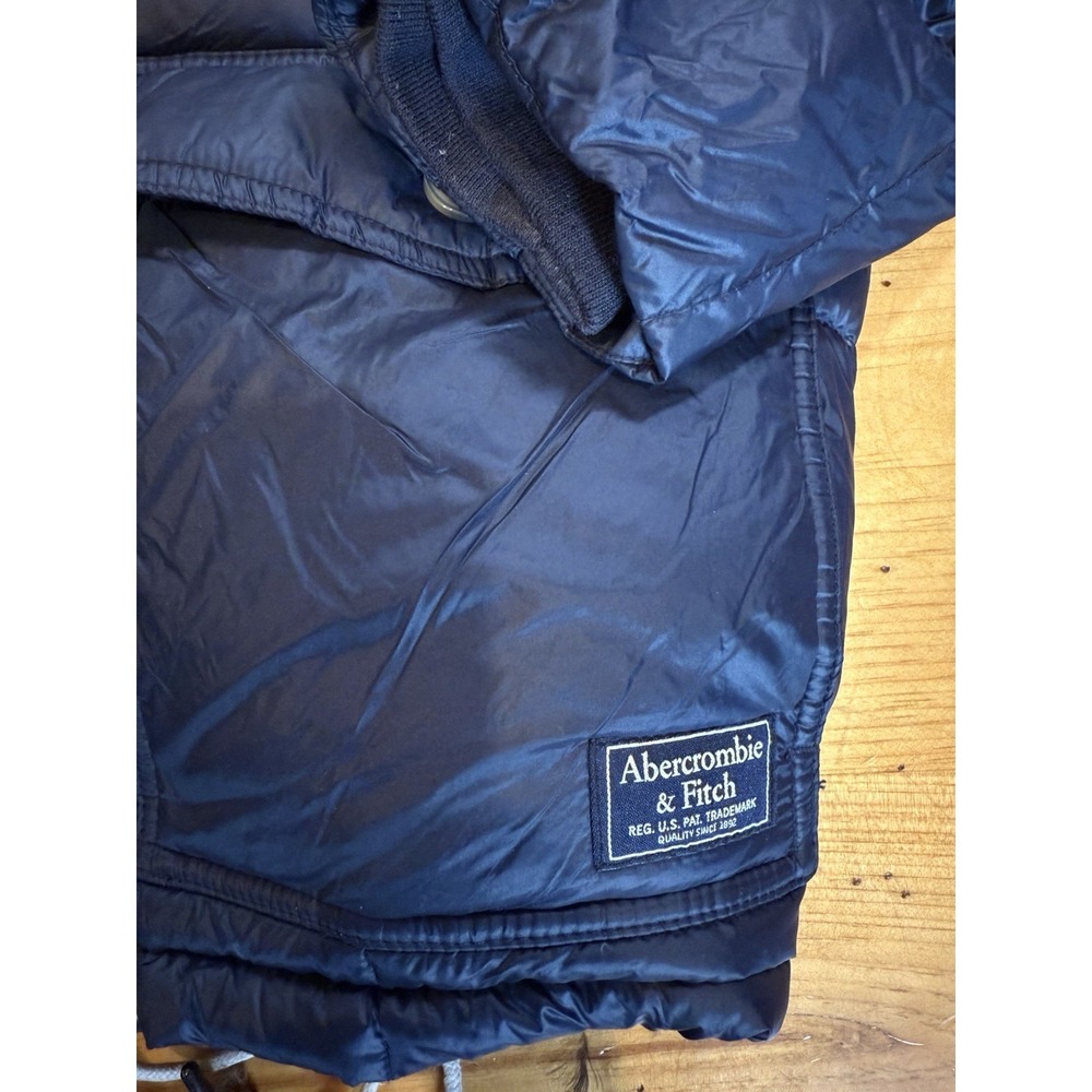 Y2K ERA Abercrombie & Fitch Womens Down Puffer Coat Jacket Hooded Navy Blue M - Picture 4 of 15